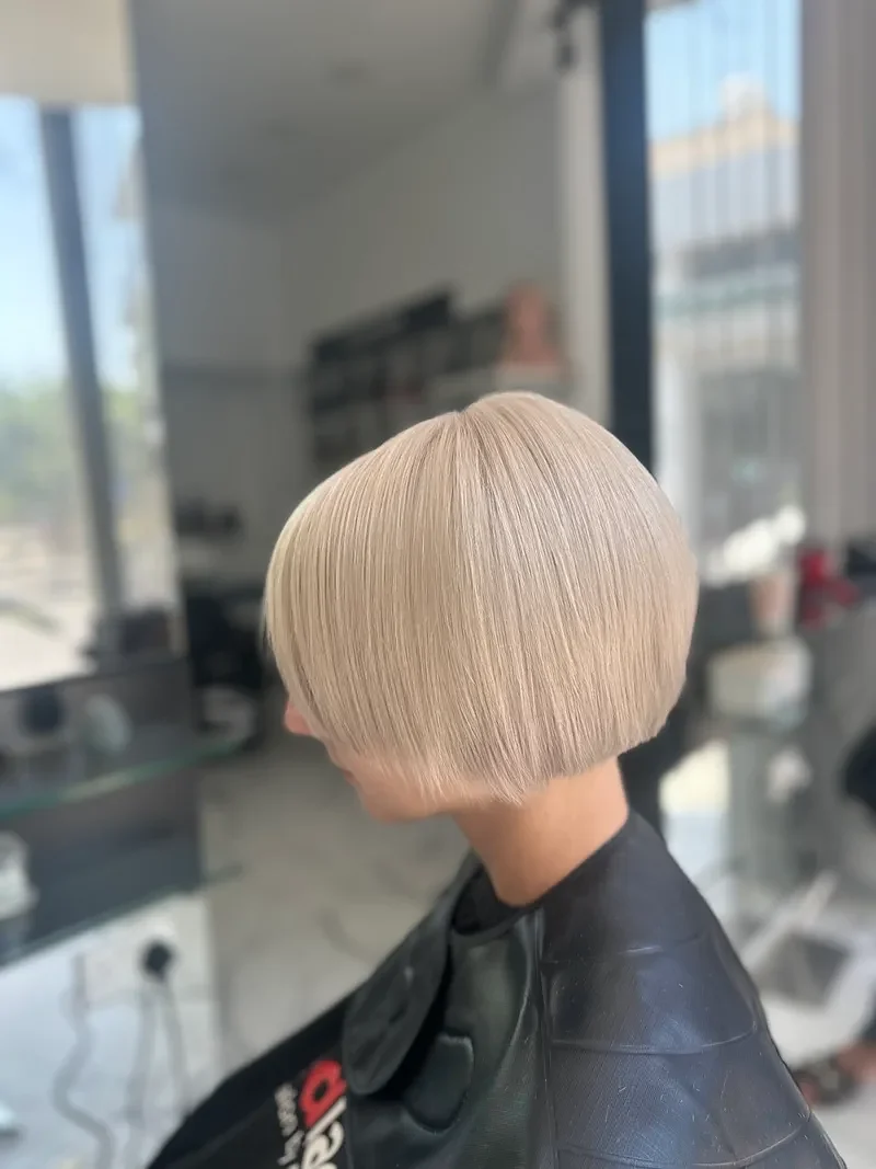 Platinum blonde precision bob